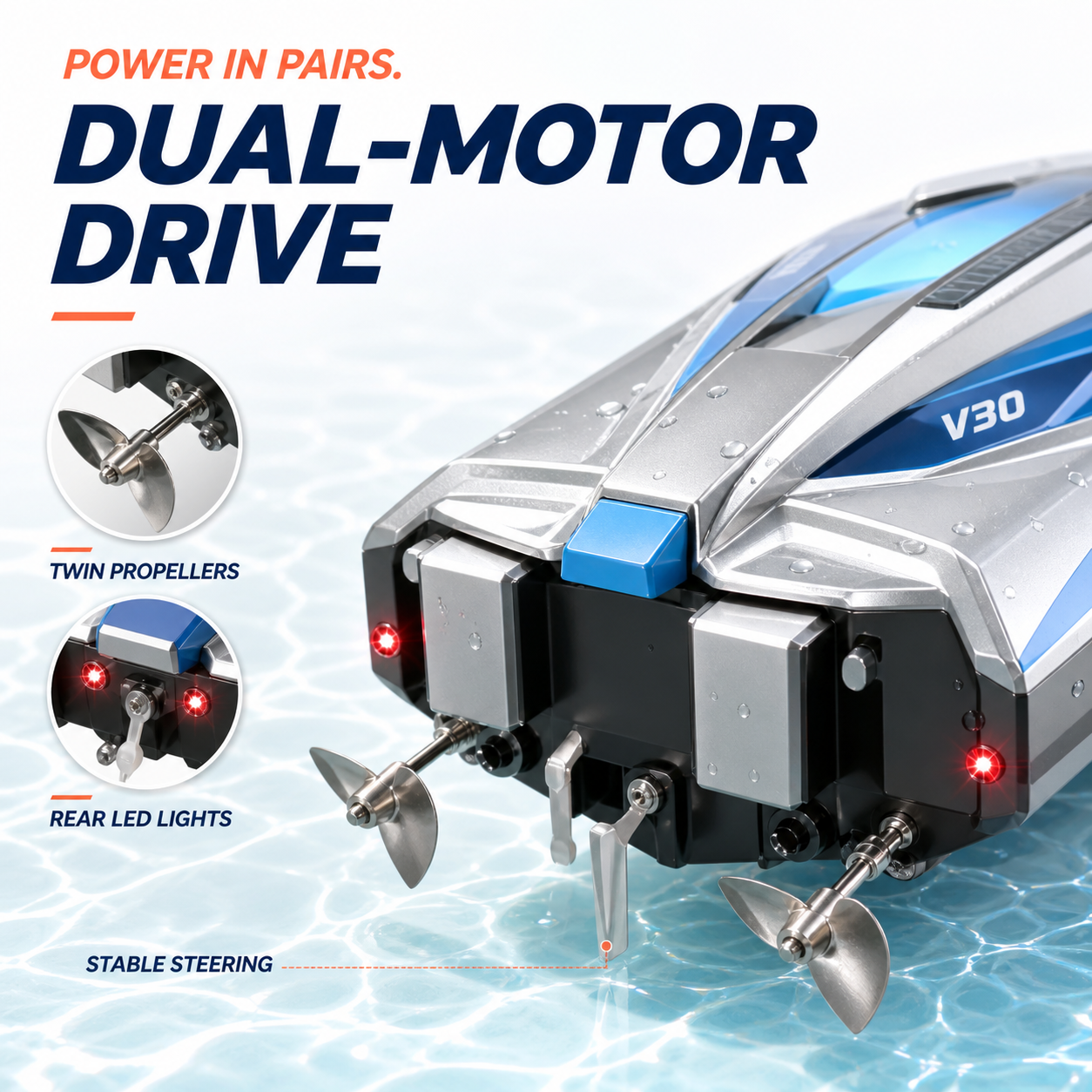 The twin drive units under the stern of the V30 Velocity